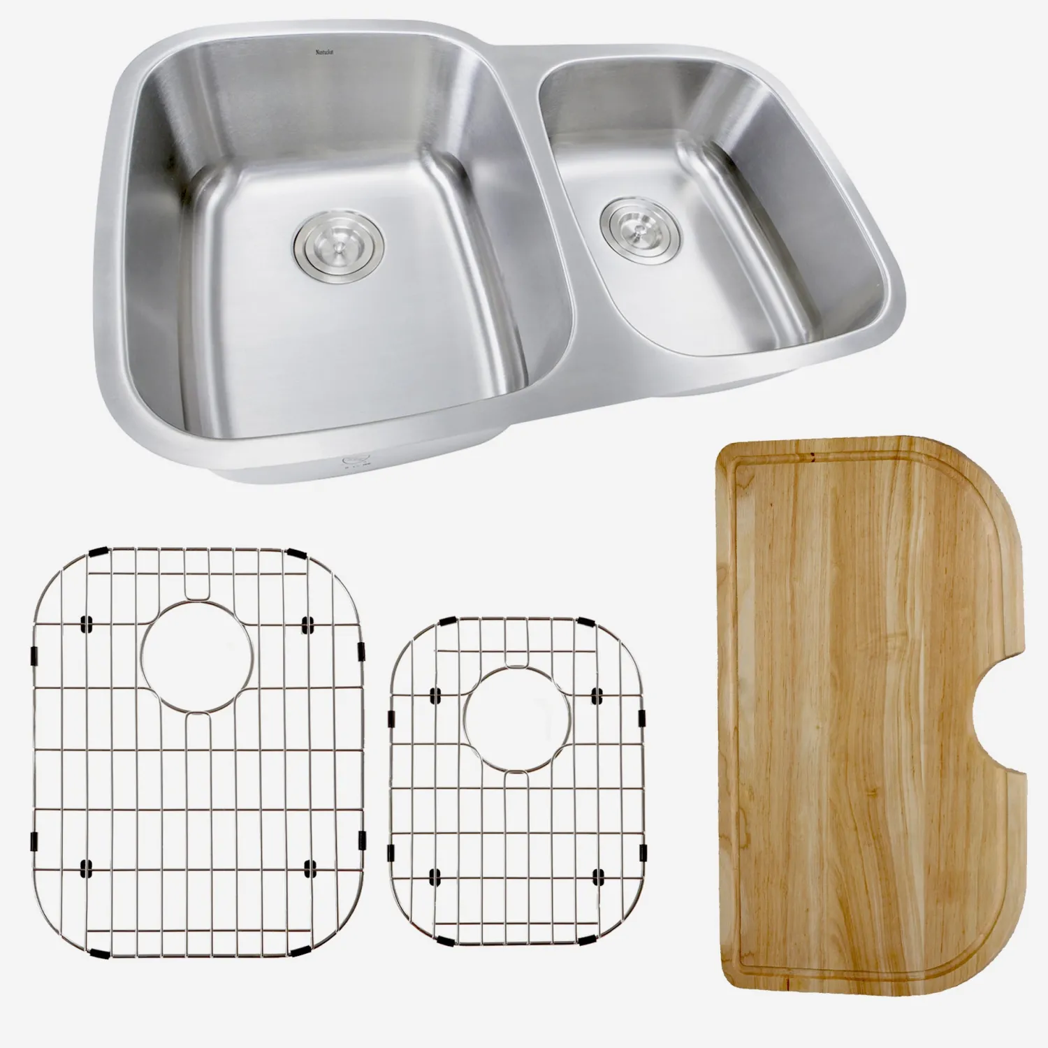 Hot 60/40 Double Bowl 16 Gauge Kitchen Sink with Cutting Board, Grids and Colander Drains Stainless Steel Sinks|Double Bowl Sinks