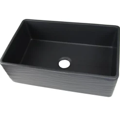 Sale 33" Farmhouse Fireclay Sink with Waves Apron Single Bowl Sinks|Apron Front / Farmhouse Sinks