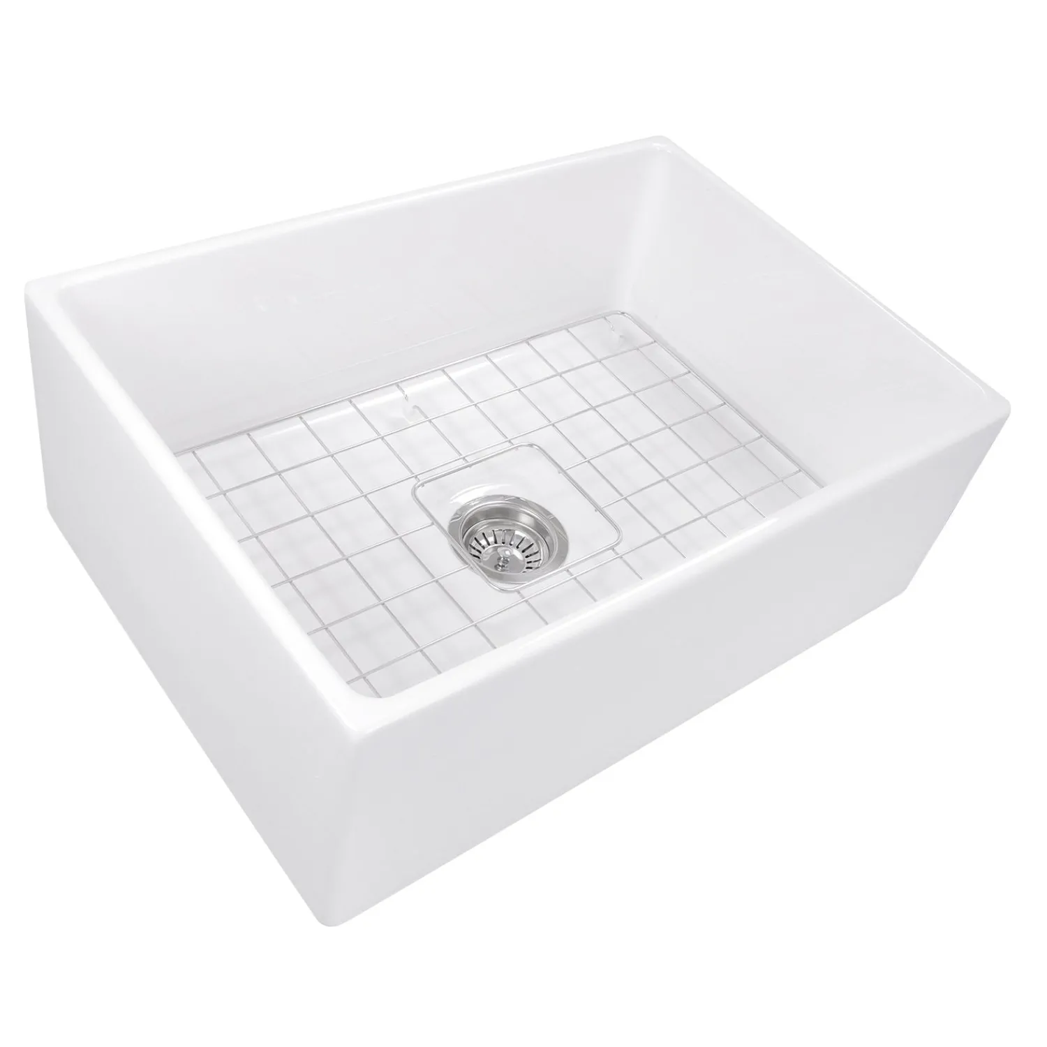 Clearance 27" Farmhouse Fireclay Sink with Drain and Grid Single Bowl Sinks|Apron Front / Farmhouse Sinks
