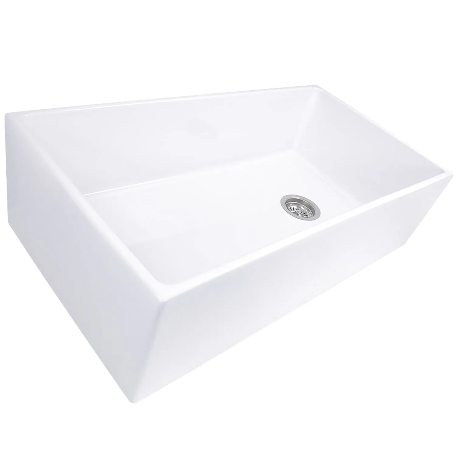 New 36" Farmhouse Fireclay Sink with Offset Drain and Grid Single Bowl Sinks|Apron Front / Farmhouse Sinks
