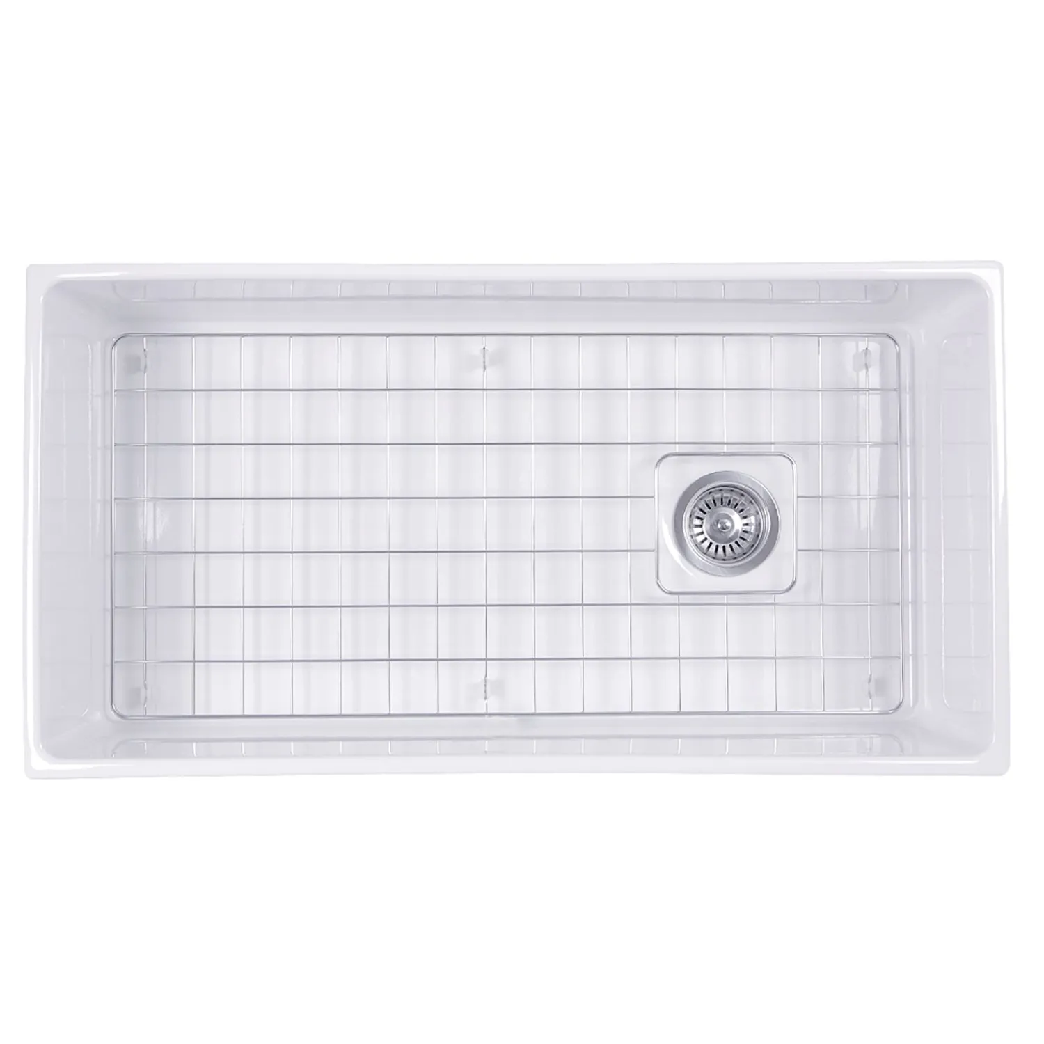New 36" Farmhouse Fireclay Sink with Offset Drain and Grid Single Bowl Sinks|Apron Front / Farmhouse Sinks