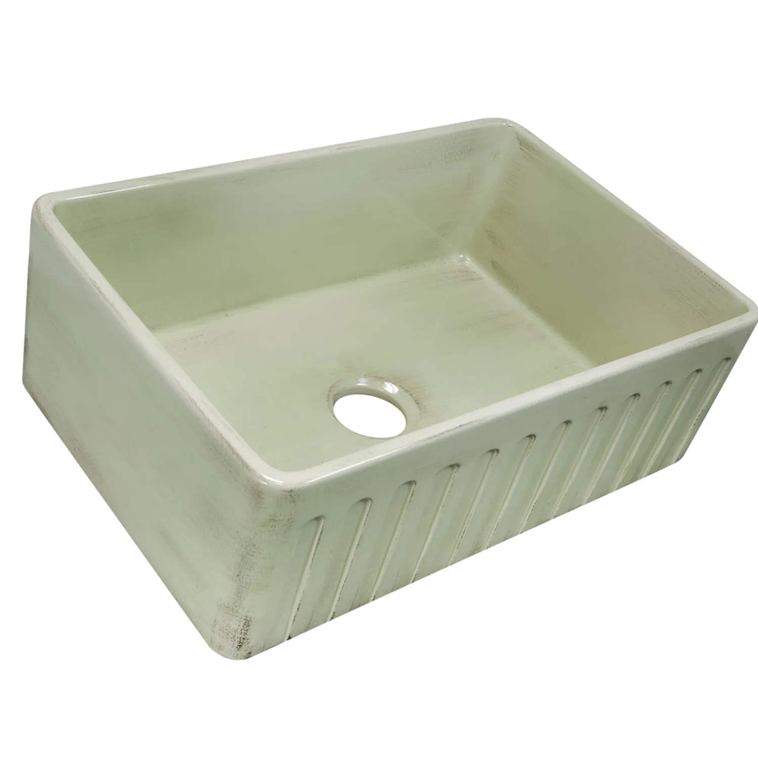 Best 30" Farmhouse Fireclay Sink with Shabby Green Finish Single Bowl Sinks|Apron Front / Farmhouse Sinks