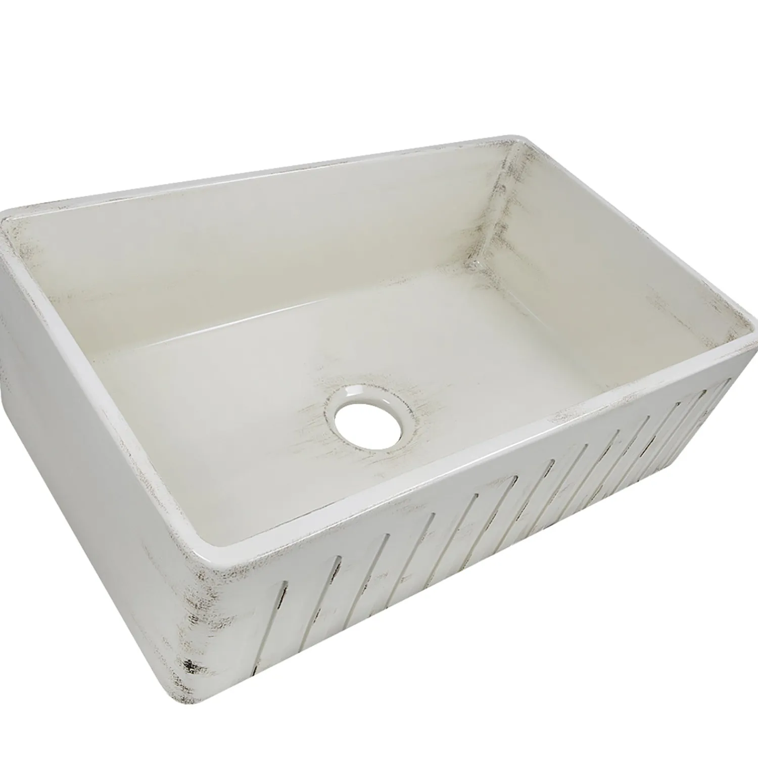 Best 33" Farmhouse Fireclay Sink with Shabby Straw Finish Single Bowl Sinks|Apron Front / Farmhouse Sinks