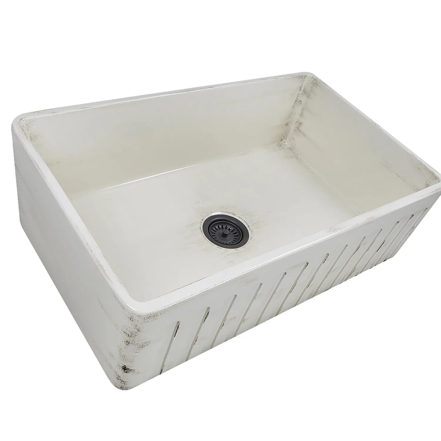 Best 33" Farmhouse Fireclay Sink with Shabby Straw Finish Single Bowl Sinks|Apron Front / Farmhouse Sinks