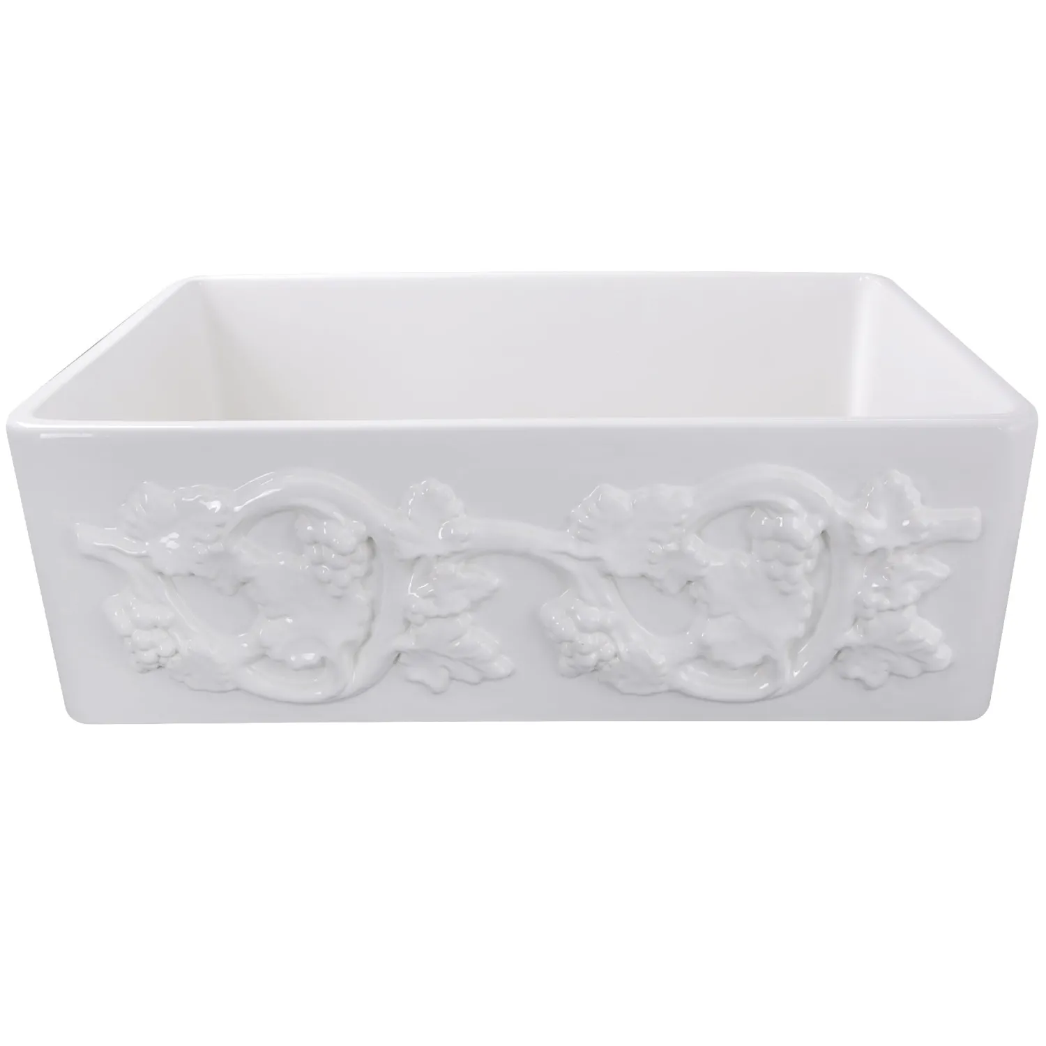 Online 30" Farmhouse Fireclay Sink with Grapes Apron Single Bowl Sinks|Apron Front / Farmhouse Sinks