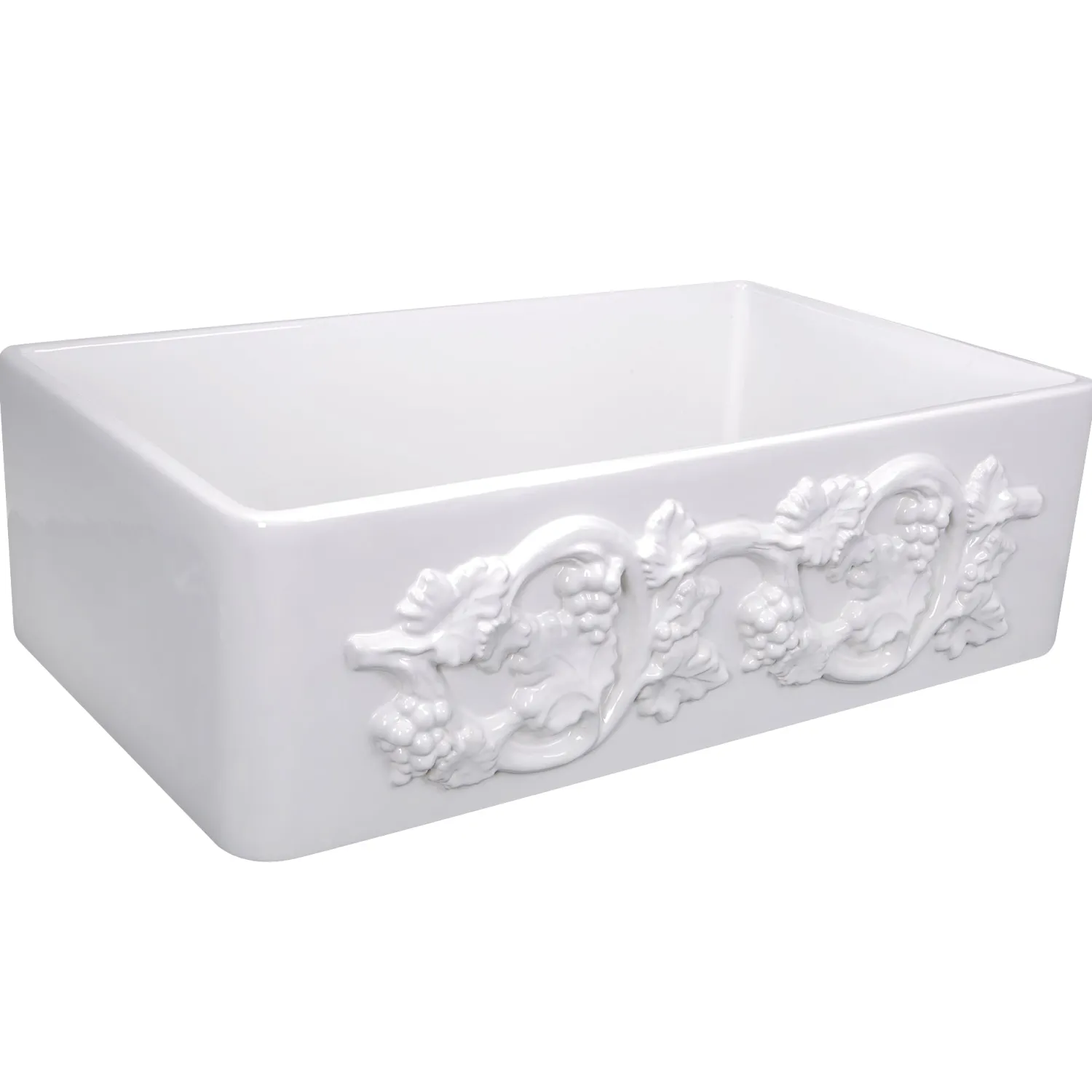 Online 30" Farmhouse Fireclay Sink with Grapes Apron Single Bowl Sinks|Apron Front / Farmhouse Sinks