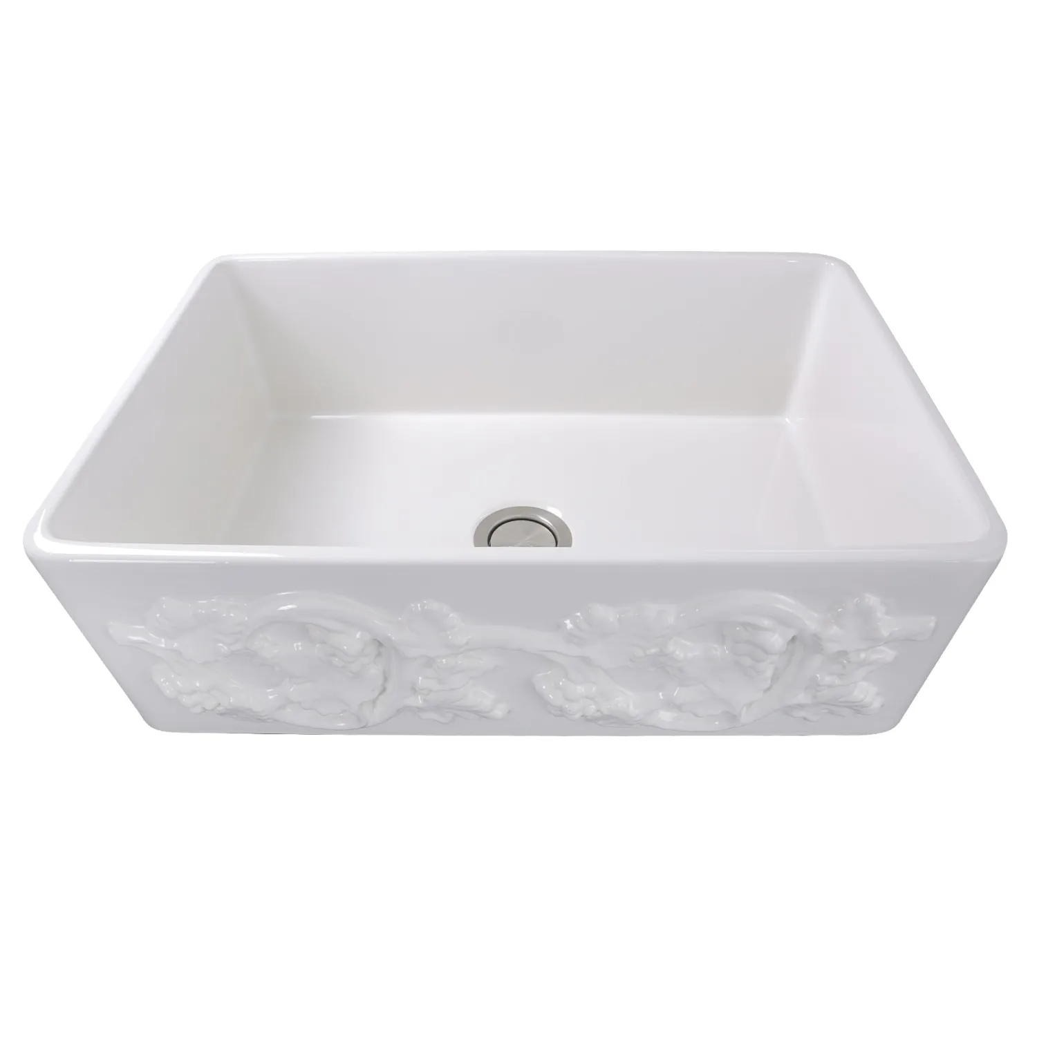 Online 30" Farmhouse Fireclay Sink with Grapes Apron Single Bowl Sinks|Apron Front / Farmhouse Sinks