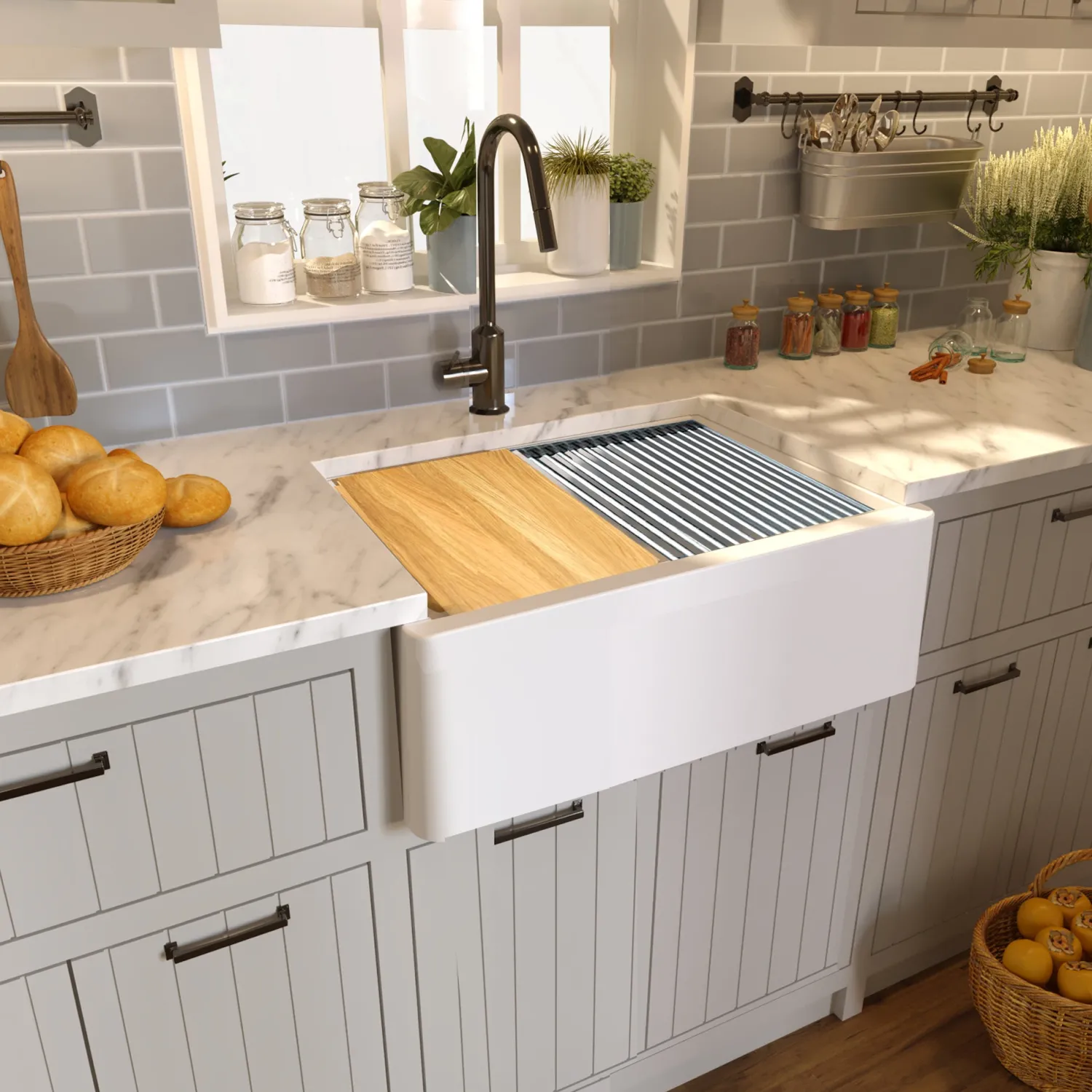 30" Granite Composite Workstation Apron Sink Single Bowl Sinks|Apron Front / Farmhouse Sinks