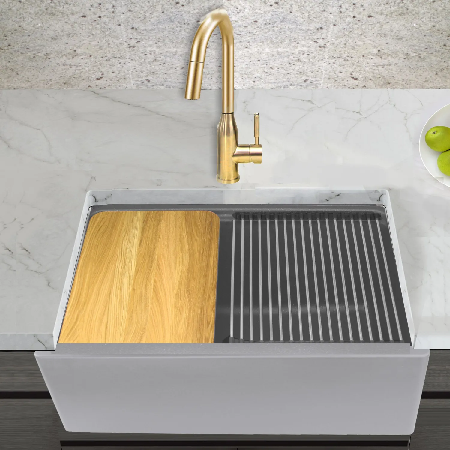 30" Granite Composite Workstation Apron Sink Single Bowl Sinks|Apron Front / Farmhouse Sinks