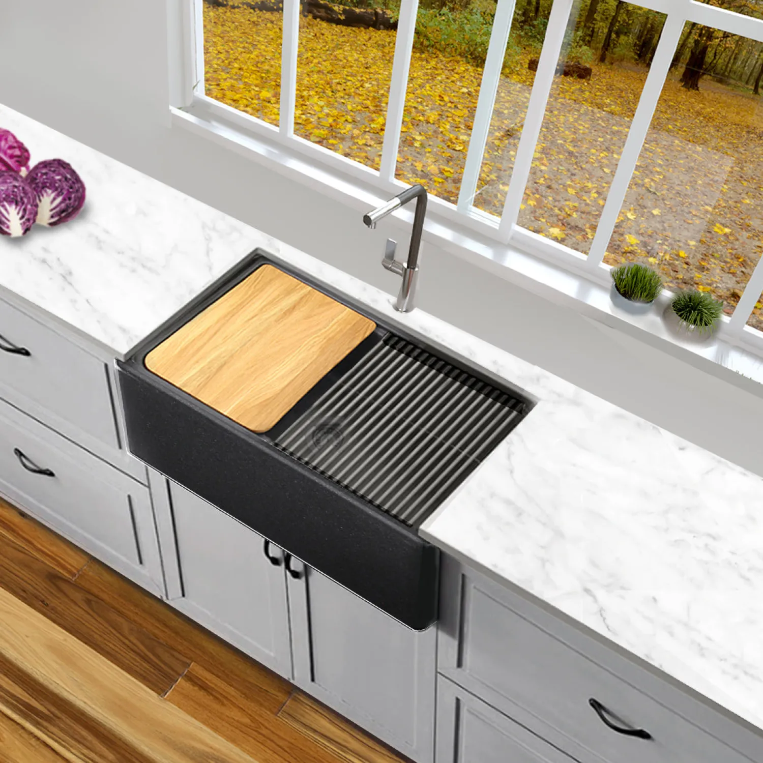 30" Granite Composite Workstation Apron Sink Single Bowl Sinks|Apron Front / Farmhouse Sinks