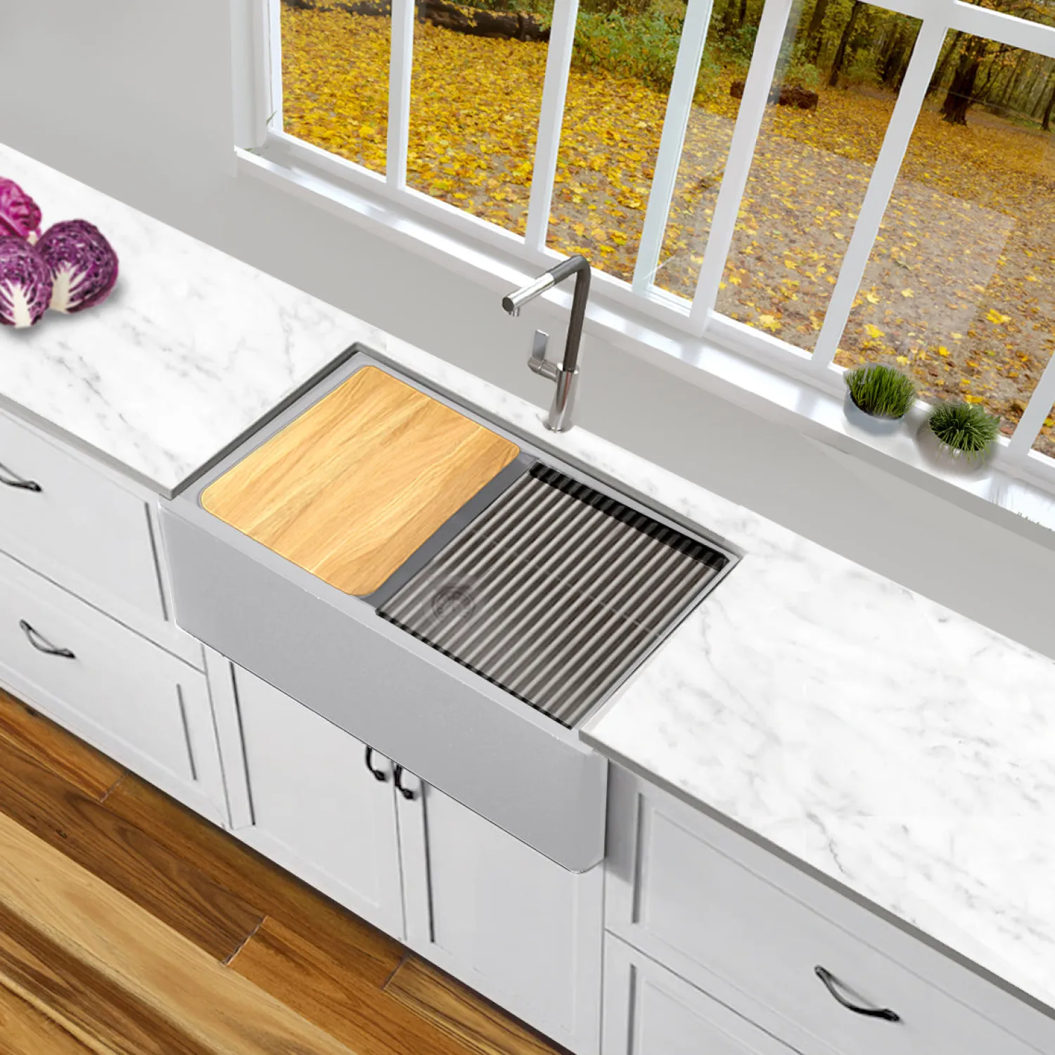 30" Granite Composite Workstation Apron Sink Single Bowl Sinks|Apron Front / Farmhouse Sinks