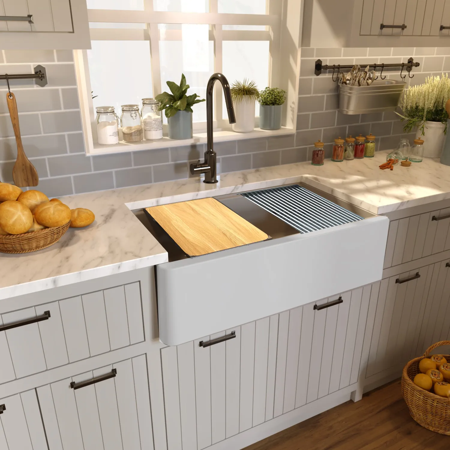 Online 33" Granite Composite Workstation Apron Sink Single Bowl Sinks|Apron Front / Farmhouse Sinks