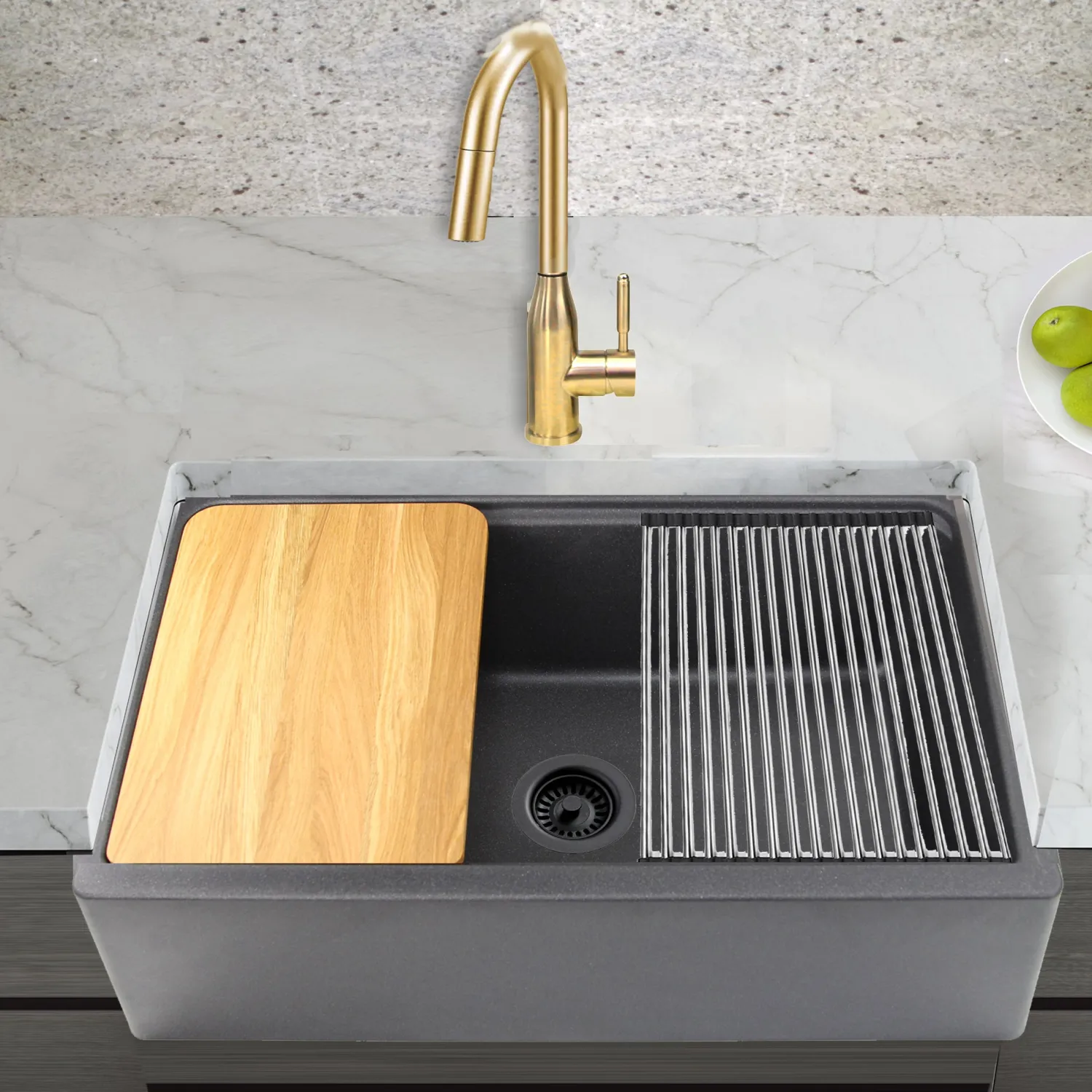Online 33" Granite Composite Workstation Apron Sink Single Bowl Sinks|Apron Front / Farmhouse Sinks