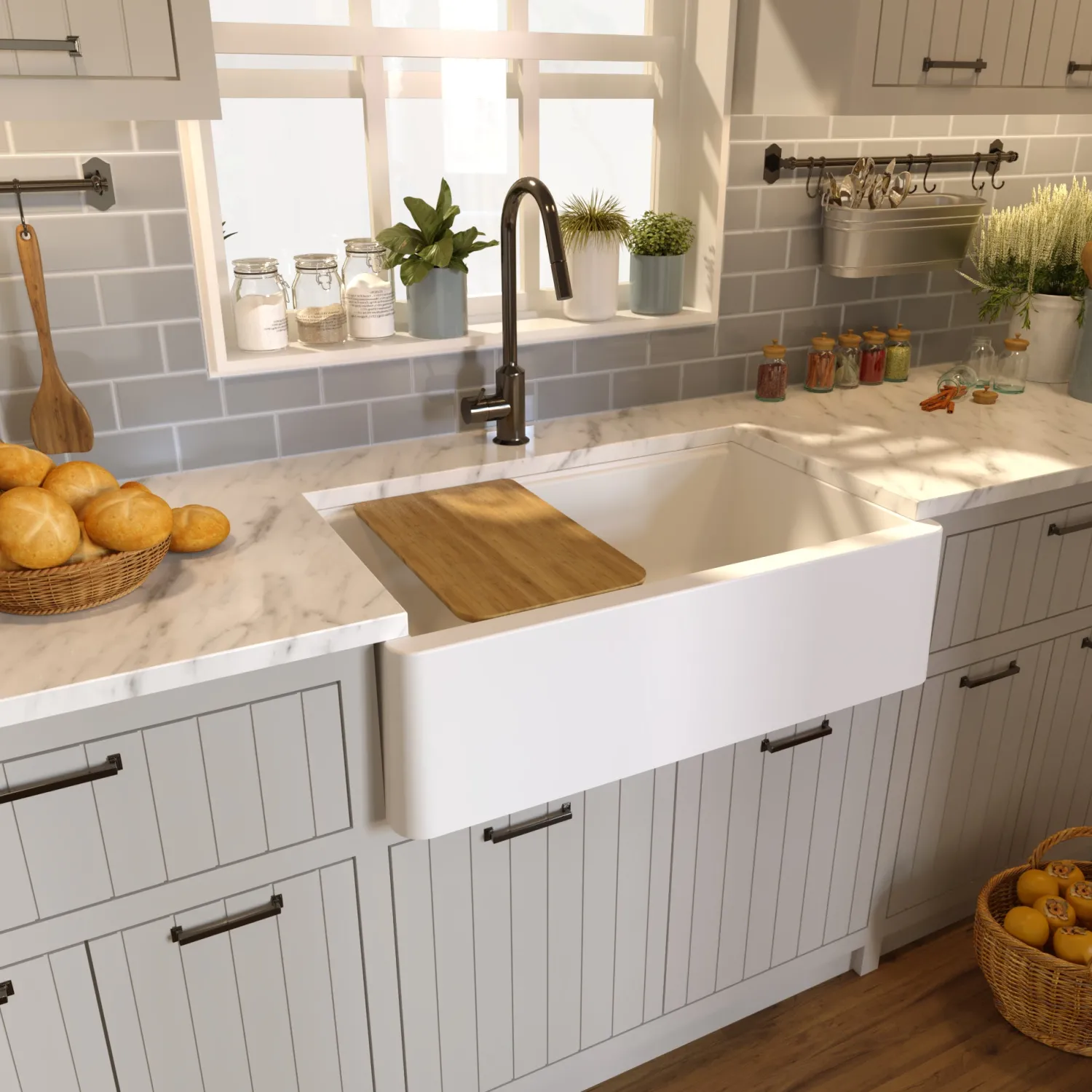 Online 33" Granite Composite Workstation Apron Sink Single Bowl Sinks|Apron Front / Farmhouse Sinks