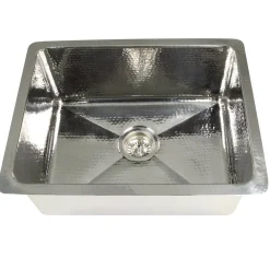 Discount 23" Hammered Stainless Steel Rectangle Kitchen Sink Stainless Steel Sinks|Single Bowl Sinks