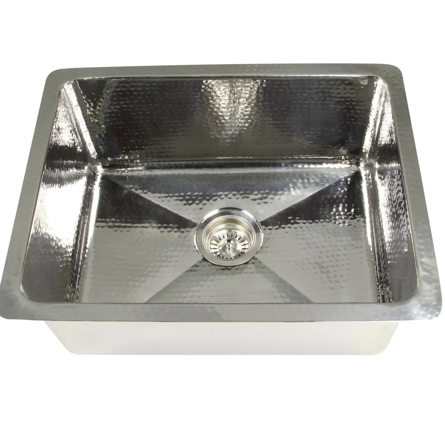 Discount 23" Hammered Stainless Steel Rectangle Kitchen Sink Stainless Steel Sinks|Single Bowl Sinks