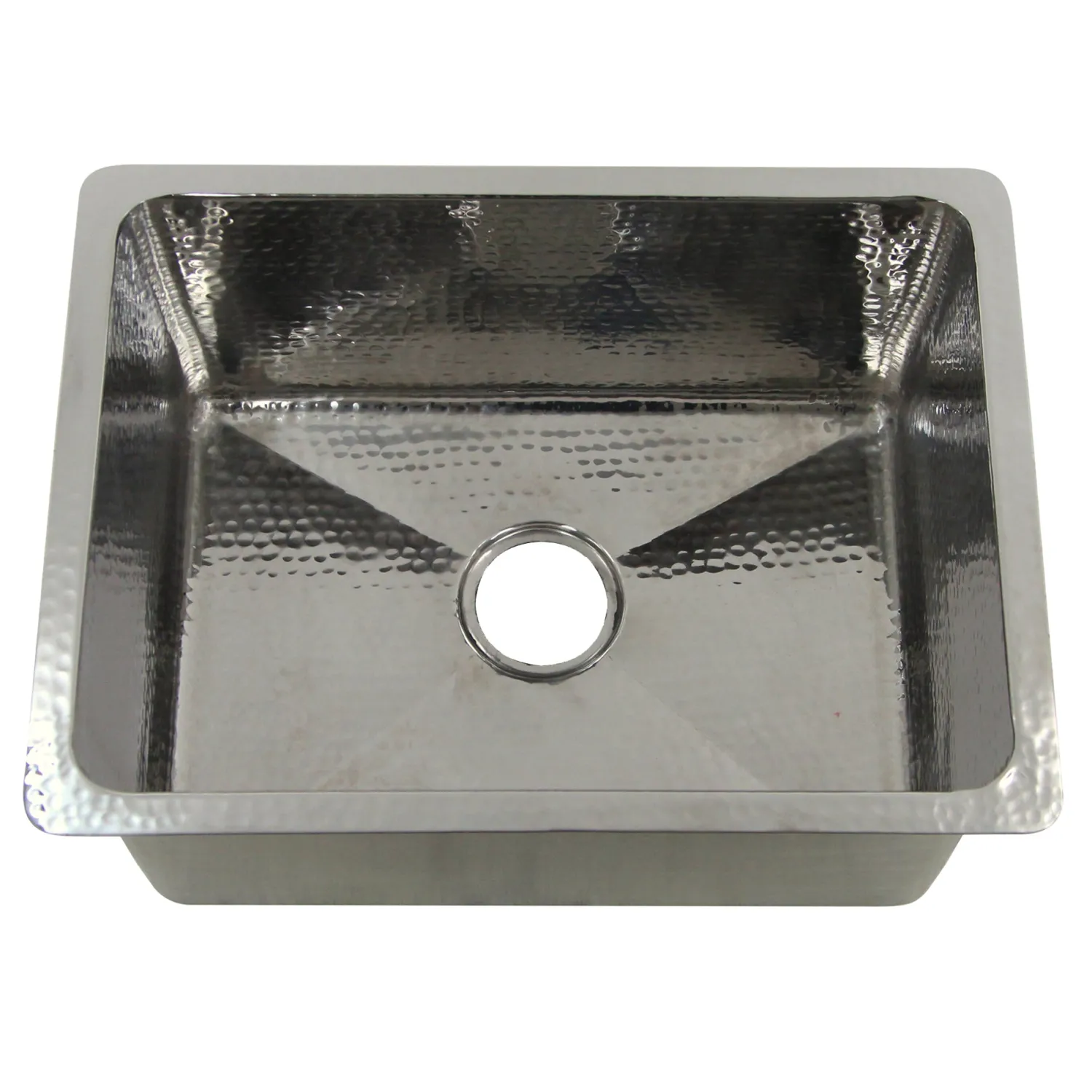 Discount 23" Hammered Stainless Steel Rectangle Kitchen Sink Stainless Steel Sinks|Single Bowl Sinks