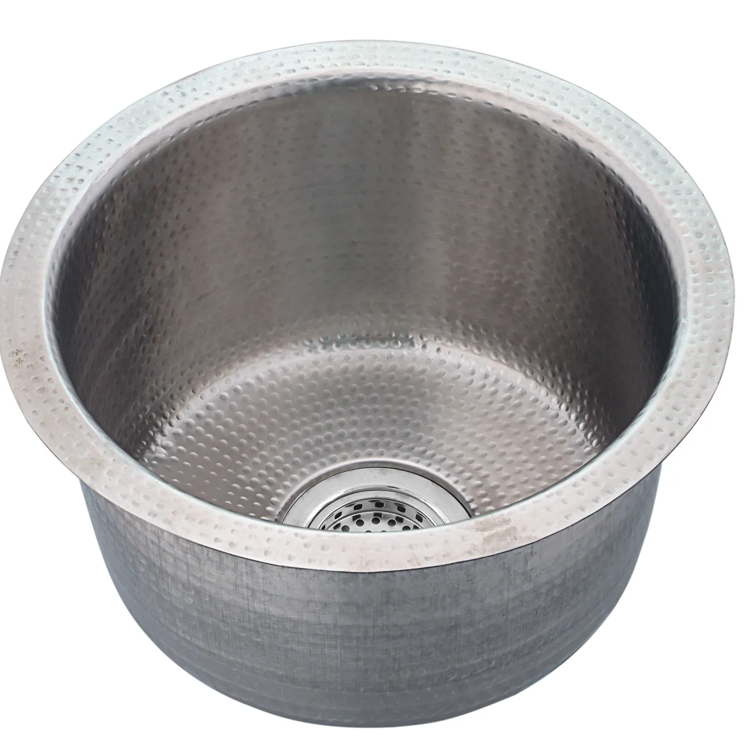 Best 15" Hand Hammered Round Stainless Steel Bar Sink Satin Matte Finish Bar / Prep Sinks