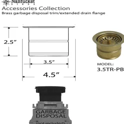 3.5-Inch Extended Flange Disposal Kitchen Drain Sink Drains, Disposer Flanges & Air Gaps