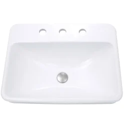 Best 23-Inch 3-Hole Rectangular Drop-In Ceramic Vanity Sink DI-2317-R8 Drop-In / Top Mount Sinks