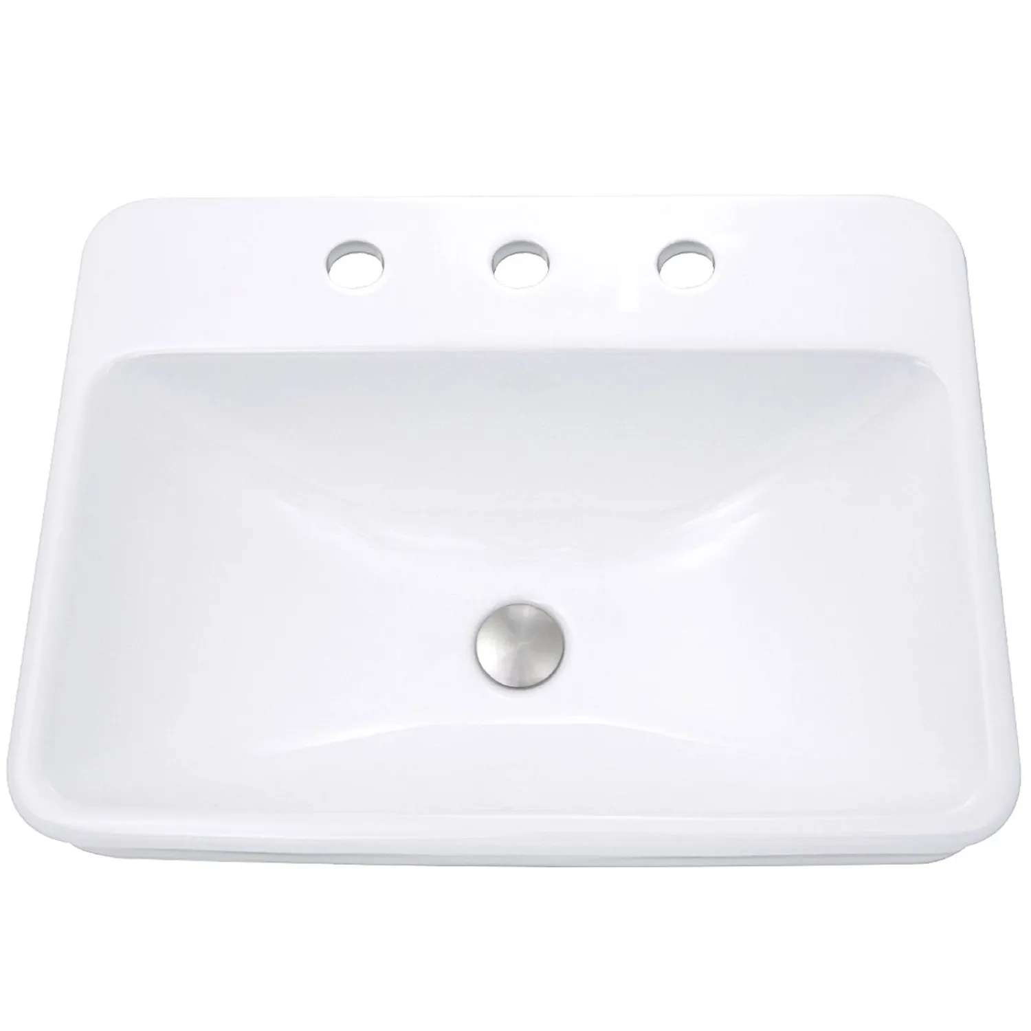 Best 23-Inch 3-Hole Rectangular Drop-In Ceramic Vanity Sink DI-2317-R8 Drop-In / Top Mount Sinks