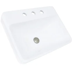 Best 23-Inch 3-Hole Rectangular Drop-In Ceramic Vanity Sink DI-2317-R8 Drop-In / Top Mount Sinks