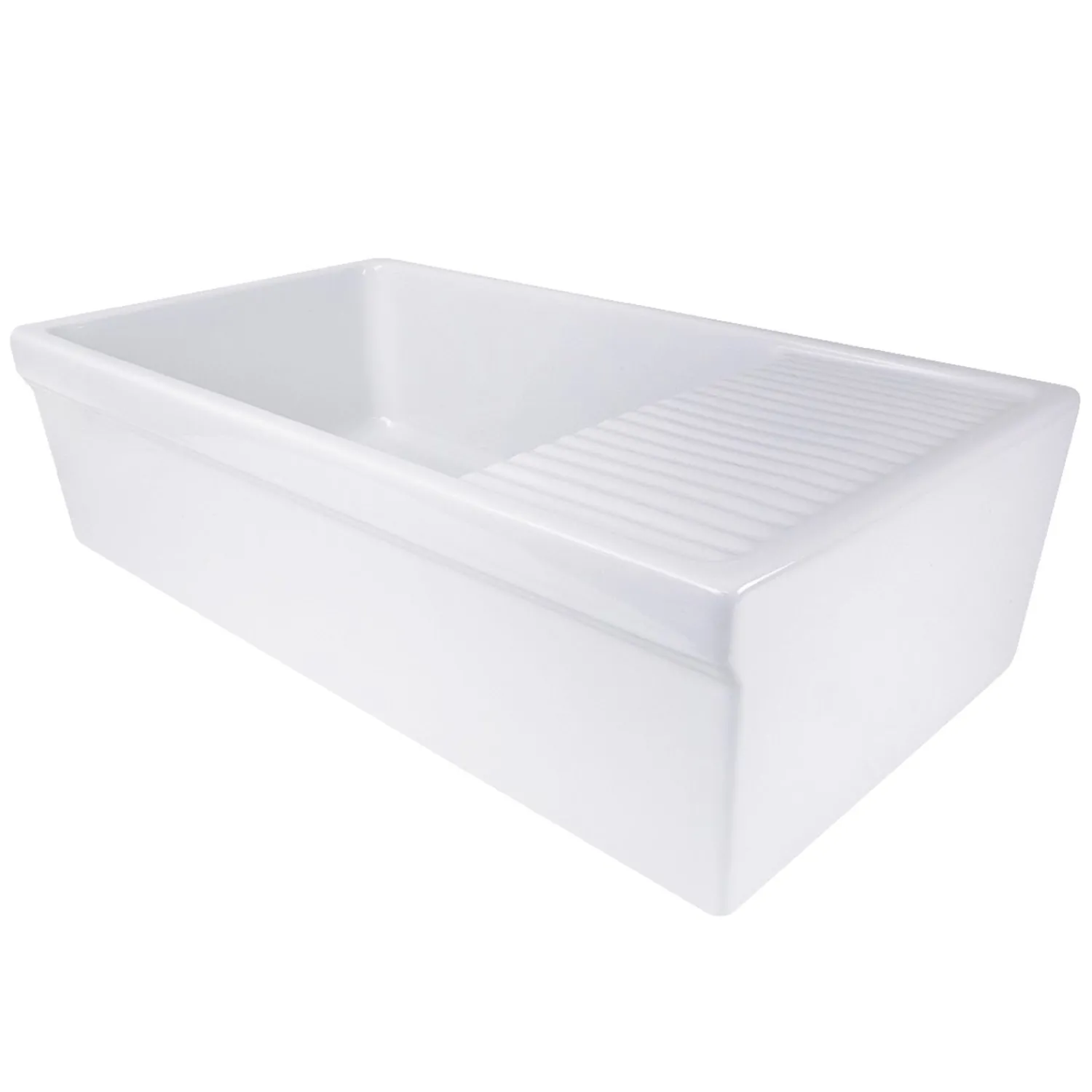 Best 36" Italian Farmhouse Fireclay Sink with Built-In Drainboard Single Bowl Sinks|Apron Front / Farmhouse Sinks