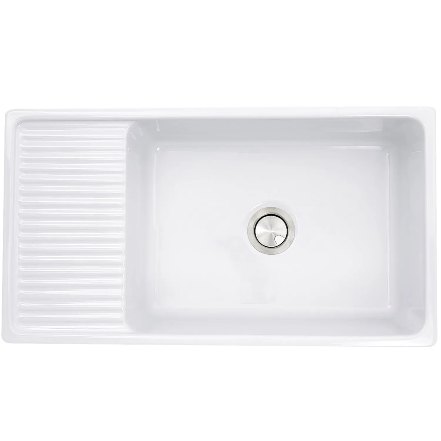 Best 36" Italian Farmhouse Fireclay Sink with Built-In Drainboard Single Bowl Sinks|Apron Front / Farmhouse Sinks