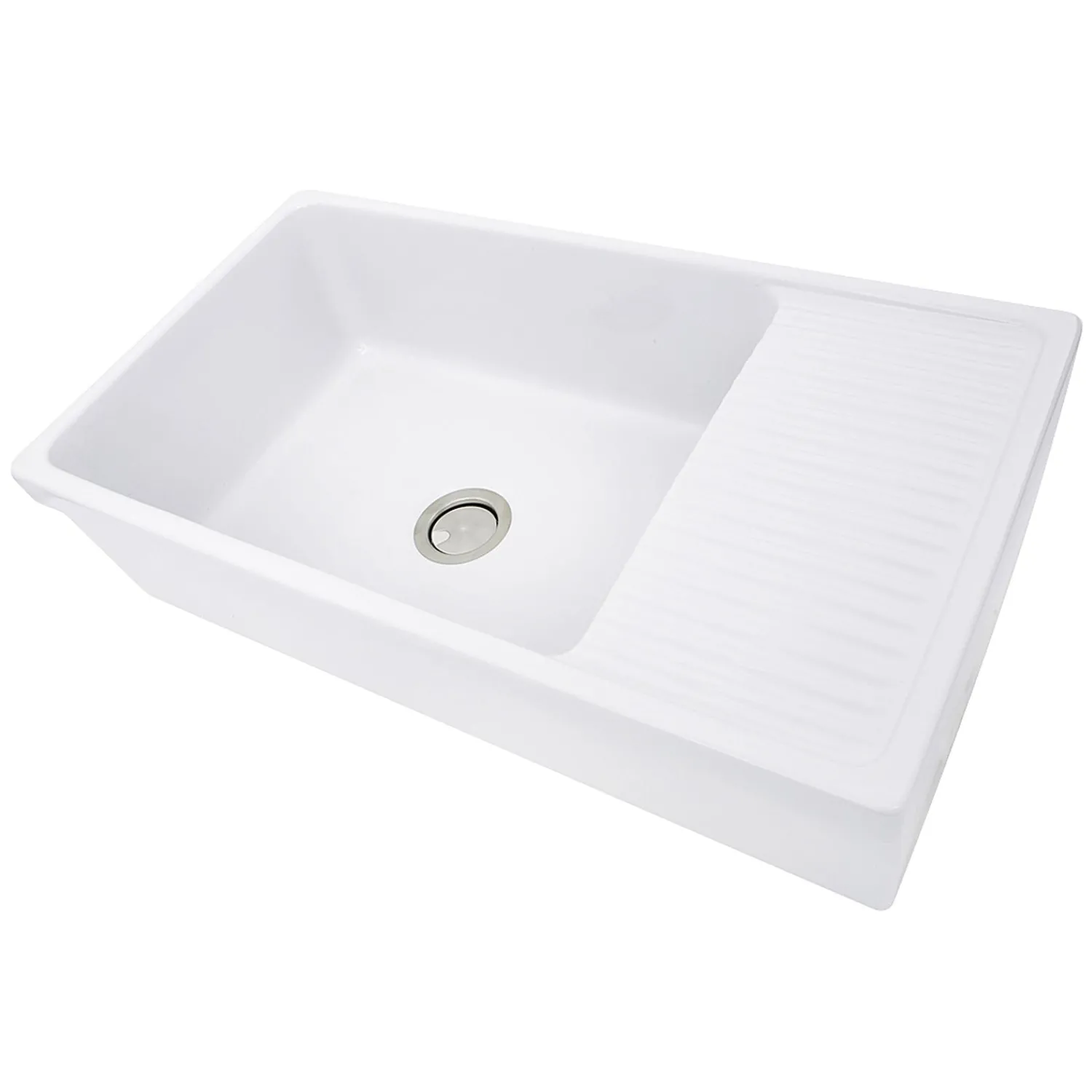Best 36" Italian Farmhouse Fireclay Sink with Built-In Drainboard Single Bowl Sinks|Apron Front / Farmhouse Sinks