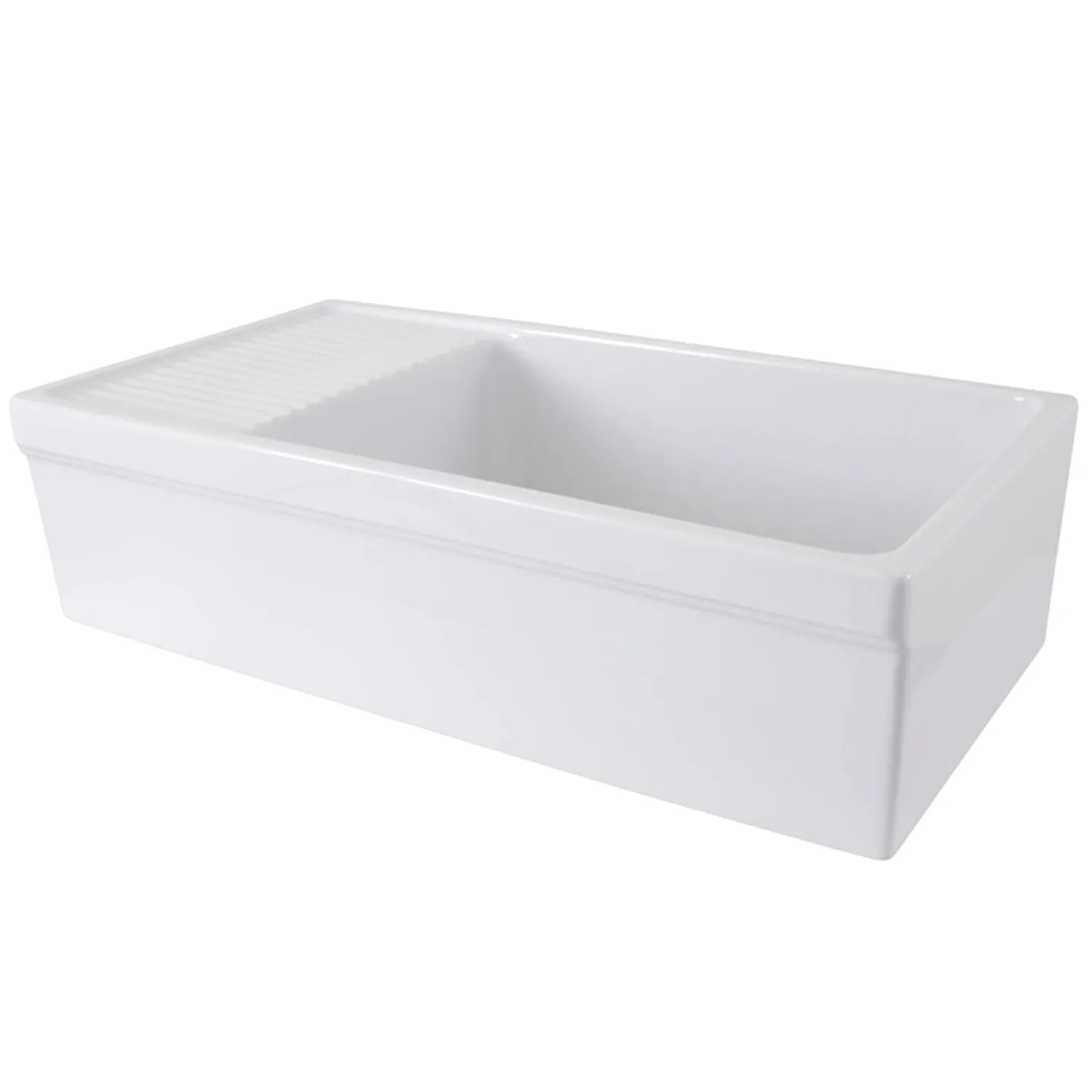 Best 36" Italian Farmhouse Fireclay Sink with Built-In Drainboard Single Bowl Sinks|Apron Front / Farmhouse Sinks