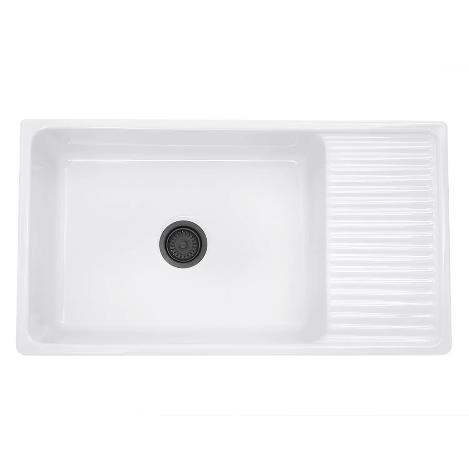 Best 36" Italian Farmhouse Fireclay Sink with Built-In Drainboard Single Bowl Sinks|Apron Front / Farmhouse Sinks