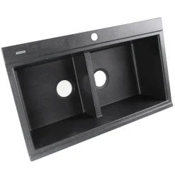 Discount Large Double Bowl Prep Station Topmount Granite Composite Drop-In / Top Mount Sinks|Double Bowl Sinks