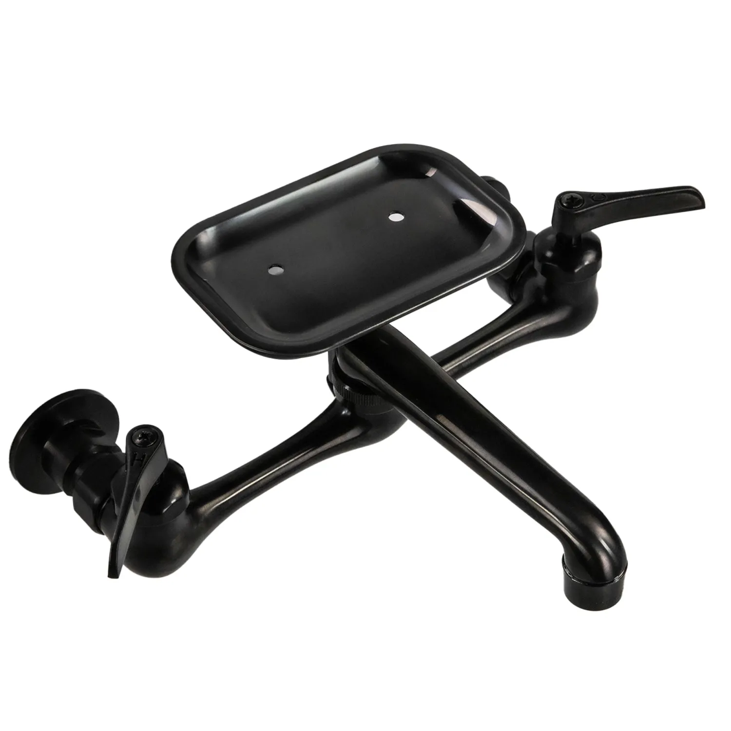 Discount Matte Black Wall Mount Utility Faucet with Soap Dish Wall Mounted Kitchen Faucets