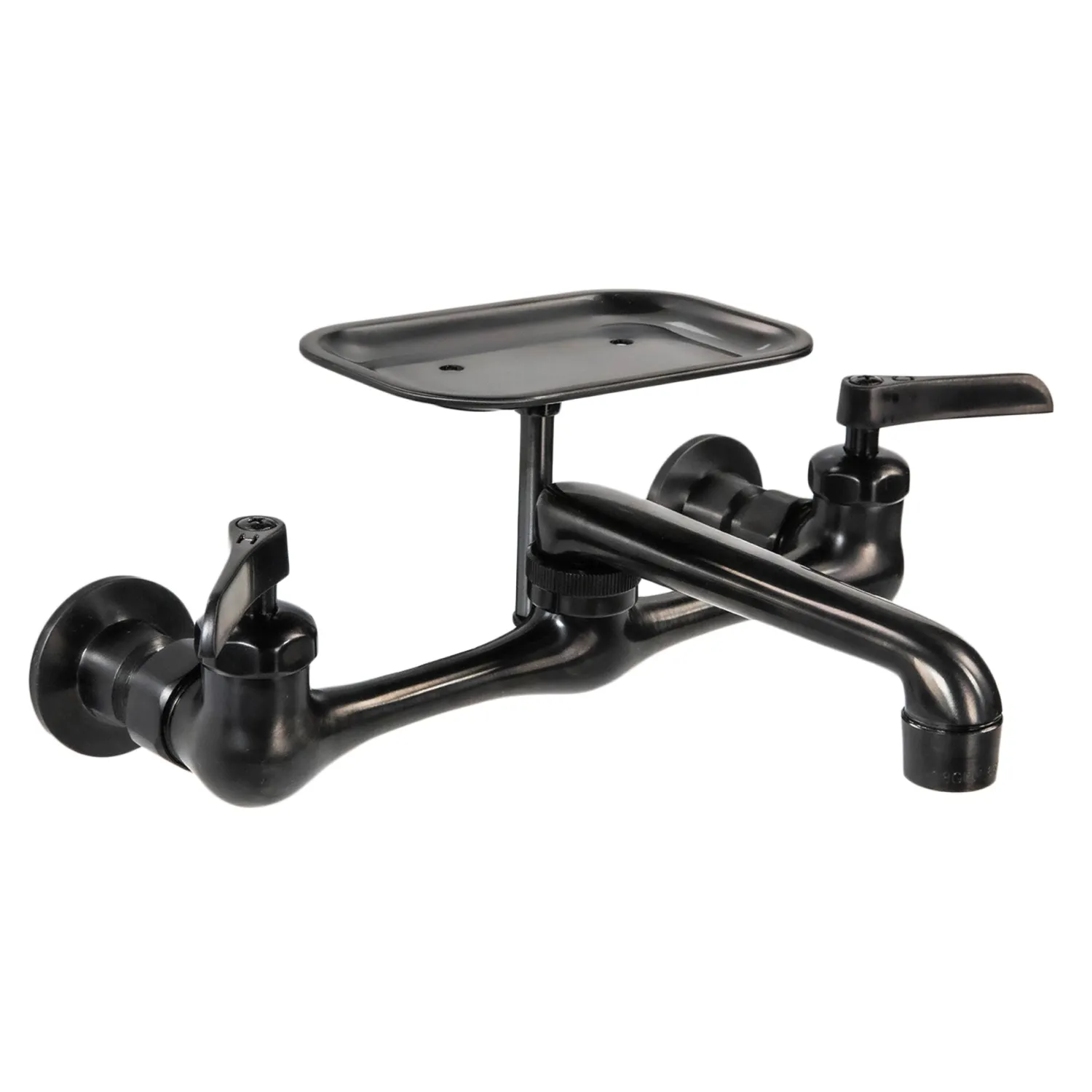 Discount Matte Black Wall Mount Utility Faucet with Soap Dish Wall Mounted Kitchen Faucets