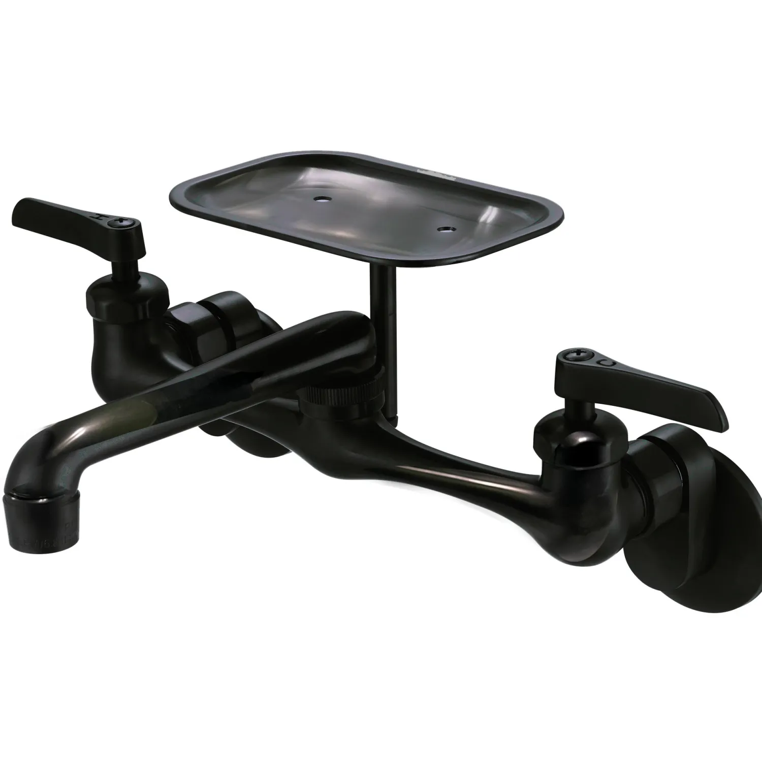 Discount Matte Black Wall Mount Utility Faucet with Soap Dish Wall Mounted Kitchen Faucets