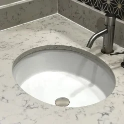 Oval Undermount Ceramic Sink in White UM-16CW Undermount