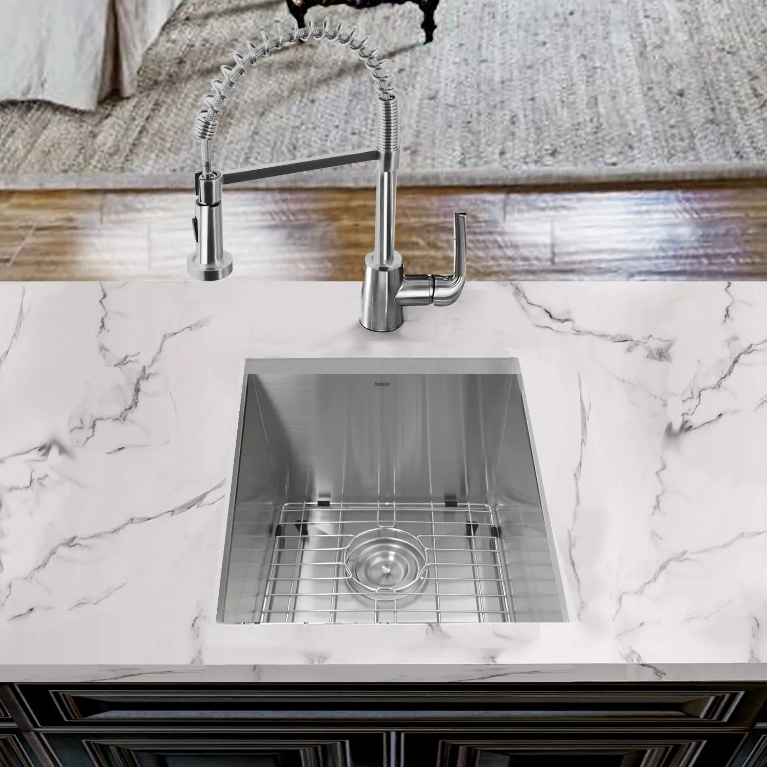 Online 15" Pro Series Rectangle Undermount Zero Radius Stainless Steel Bar Prep Sink Bar / Prep Sinks