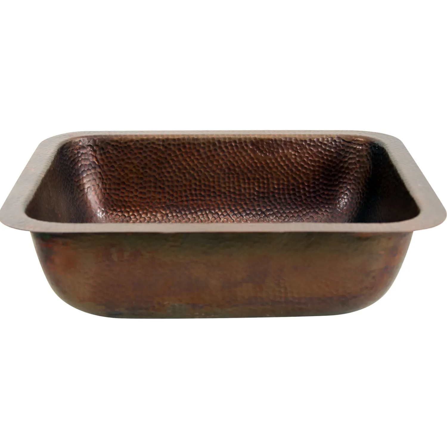 Hot REHC - 17-Inch x 14-Inch Hammered Copper Rectangle Undermount Bathroom Sink, 1.5-Inch Drain Undermount