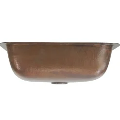 Hot REHC - 17-Inch x 14-Inch Hammered Copper Rectangle Undermount Bathroom Sink, 1.5-Inch Drain Undermount