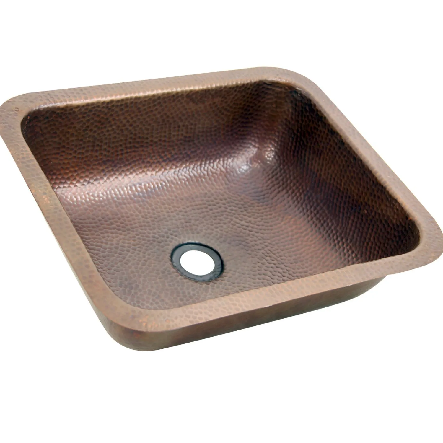 Hot REHC - 17-Inch x 14-Inch Hammered Copper Rectangle Undermount Bathroom Sink, 1.5-Inch Drain Undermount