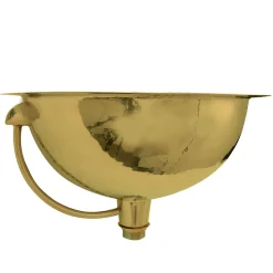 Discount RLB - 16.5-Inch Hammered Brass Round Undermount Bathroom Sink with Overflow Undermount