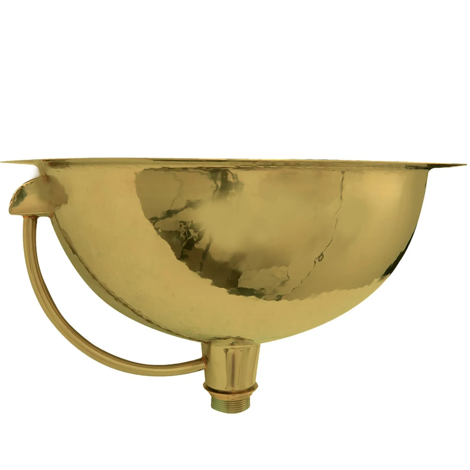 Discount RLB - 16.5-Inch Hammered Brass Round Undermount Bathroom Sink with Overflow Undermount