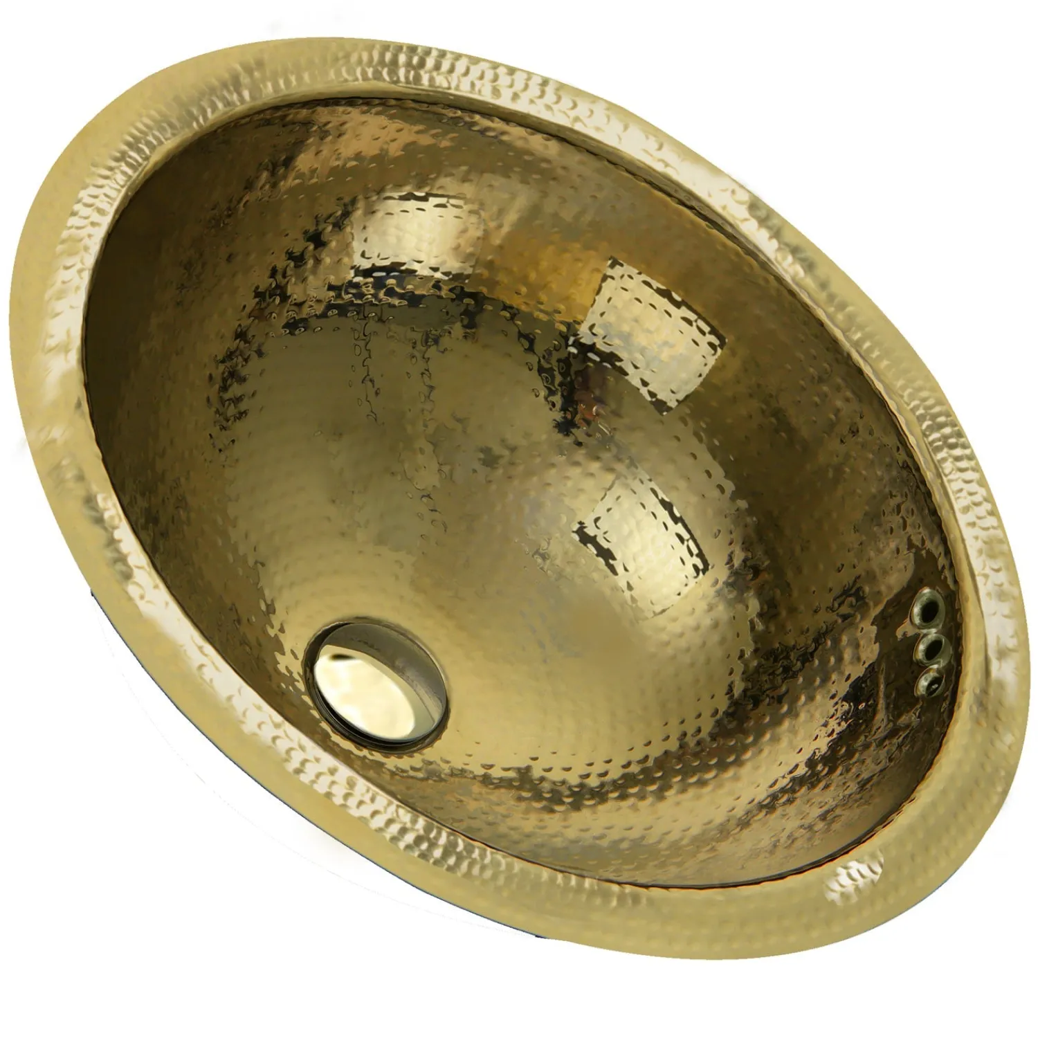 Discount RLB - 16.5-Inch Hammered Brass Round Undermount Bathroom Sink with Overflow Undermount