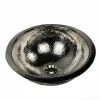 Clearance RLN-OF - 16.5-Inch Hand Hammered Brass Round Undermount Bathroom Sink, Nickel Plated Finish, with Overflow Undermount