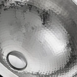 Online RLS-OF 16.875-Inch Hand Hammered Stainless Steel Round Undermount Bathroom Sink with Overflow Undermount|Stainless Steel Sinks