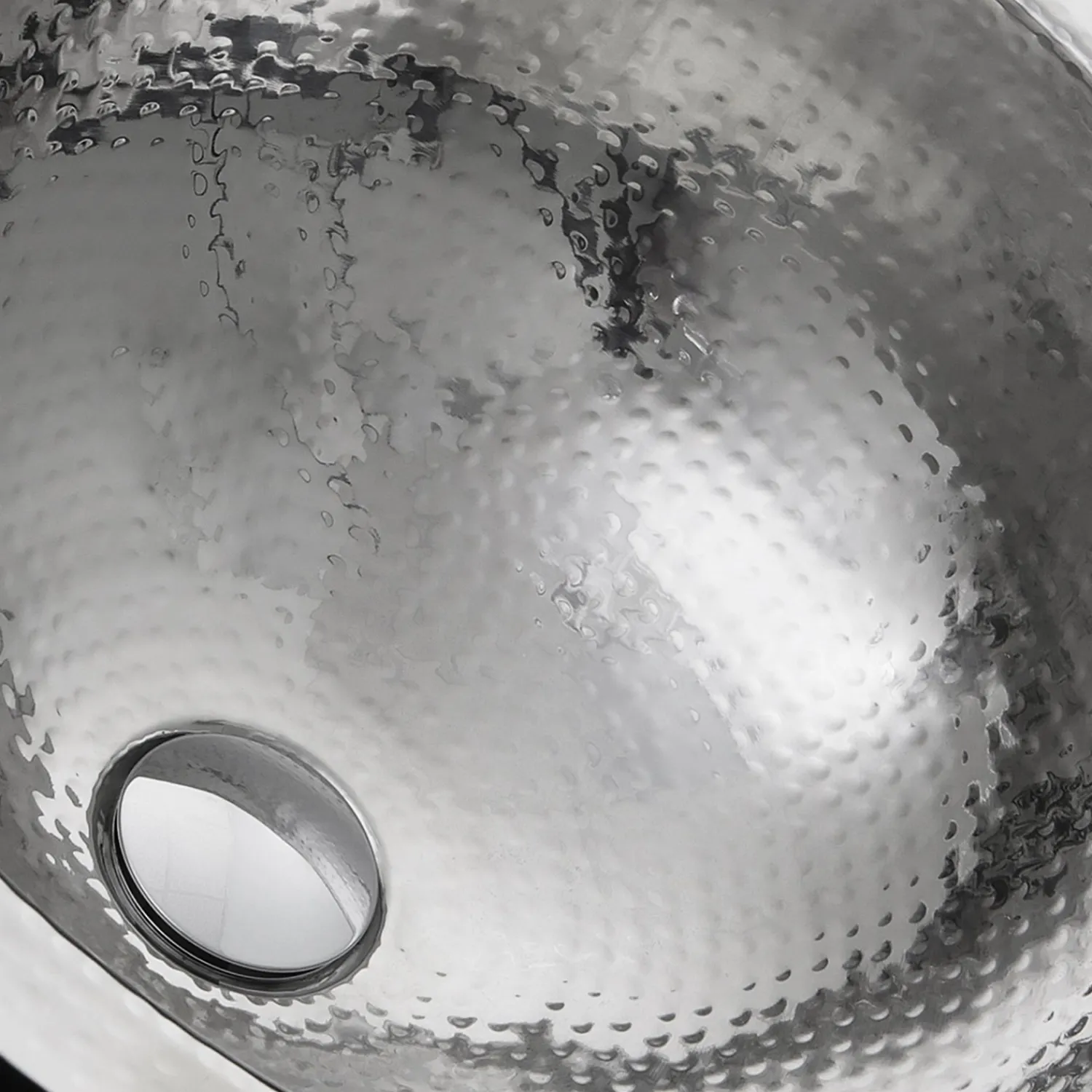 Online RLS-OF 16.875-Inch Hand Hammered Stainless Steel Round Undermount Bathroom Sink with Overflow Undermount|Stainless Steel Sinks