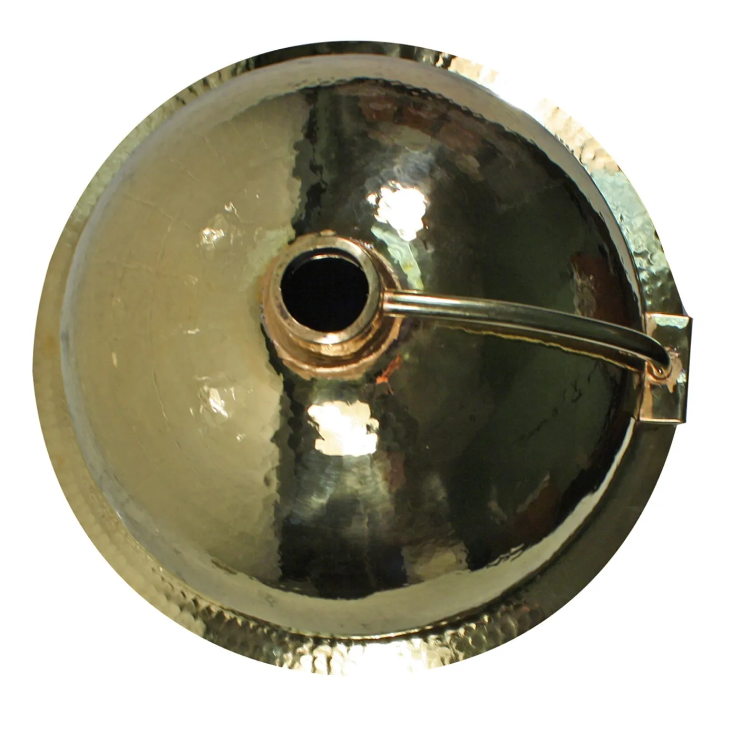 Clearance ROB-OF - 13-Inch Hand Hammered Brass Round Undermount Bathroom Sink, Brass with Overflow Undermount