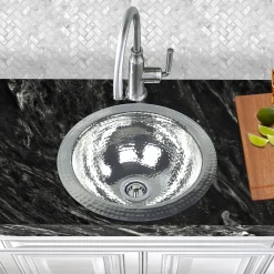 Sale ROS 13" Hand Hammered Stainless Steel Round Bar Sink Bar / Prep Sinks