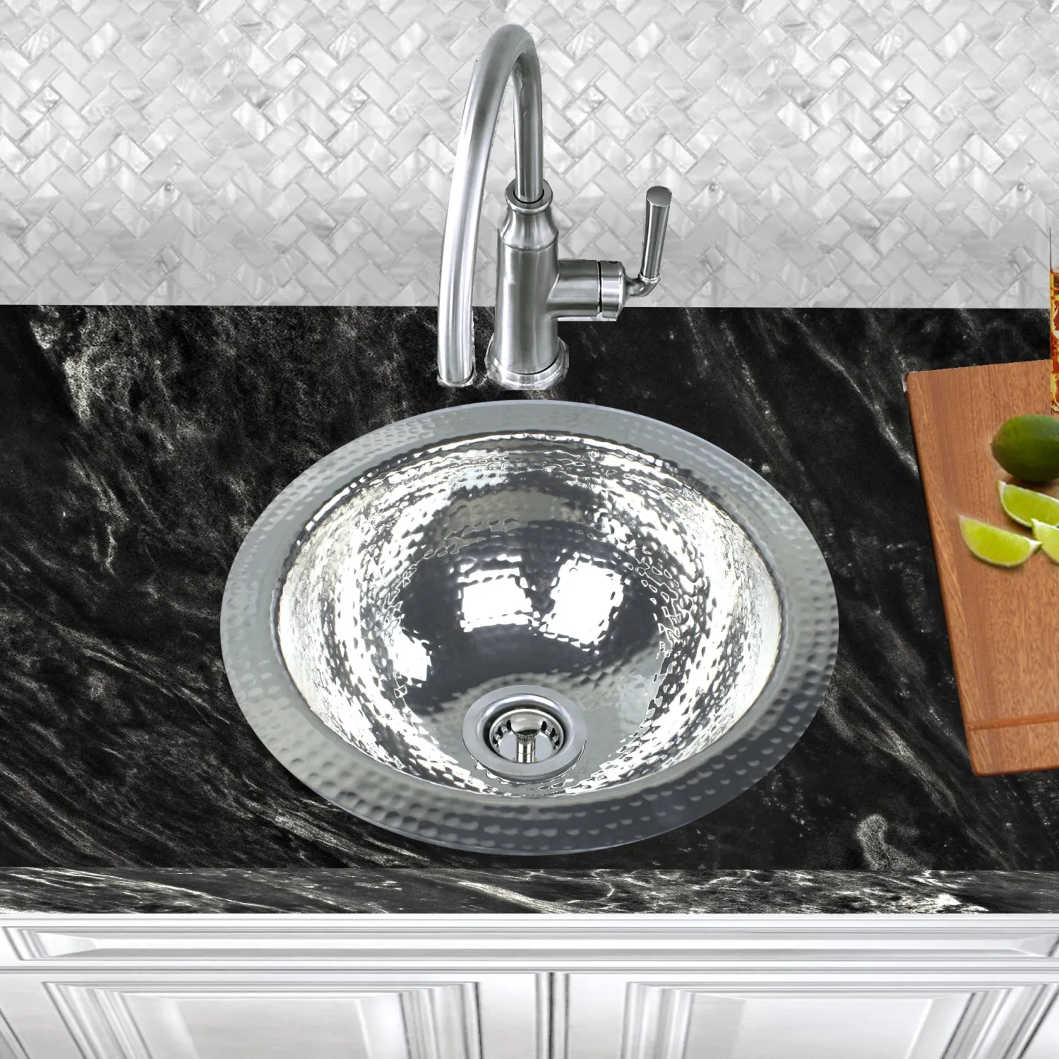 Sale ROS 13" Hand Hammered Stainless Steel Round Bar Sink Bar / Prep Sinks
