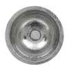 Clearance ROS-OF 13-Inch Hand Hammered Stainless Steel Round Undermount Bathroom Sink with Overflow Undermount|Stainless Steel Sinks